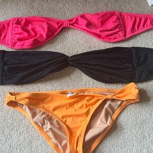 J. Crew Pink, Black, and Orange Bikini Set, mix and match. All 3 included.